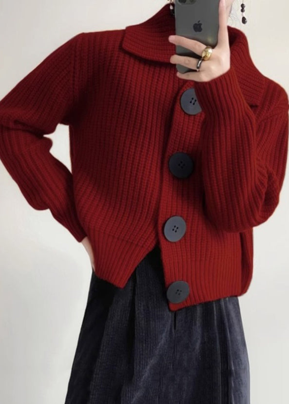 Damens Knitted Cardigan med Peter Pan Krage 3