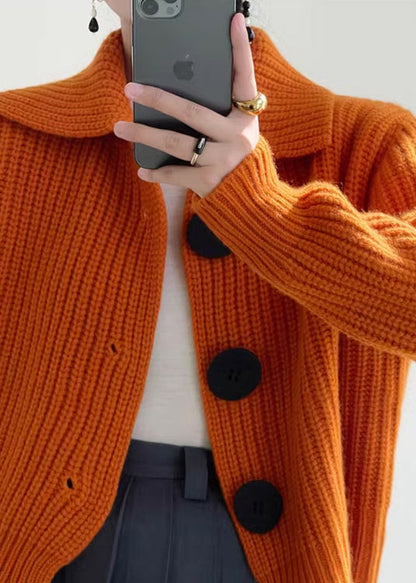 Damens Knitted Cardigan med Peter Pan Krage 4