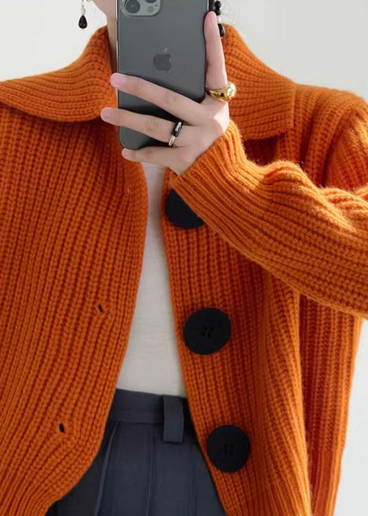 Damens Knitted Cardigan med Peter Pan Krage 4