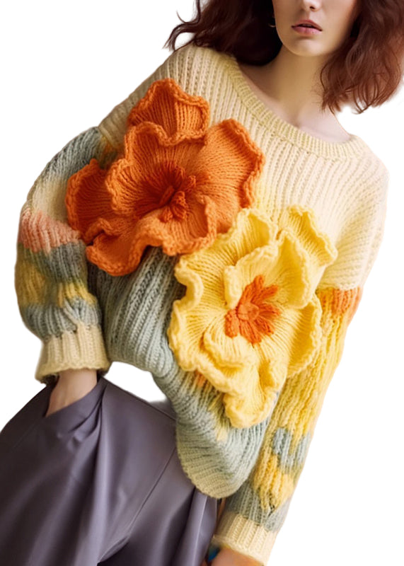 Damens Kofta med Lång Ärmar och Blommönster 0