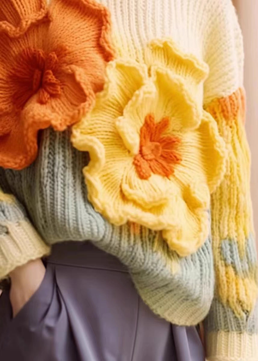 Damens Kofta med Lång Ärmar och Blommönster 3