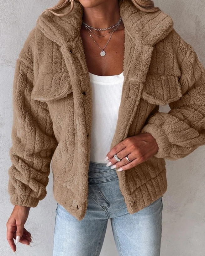 Damens Lång Teddyjacka Chic 3