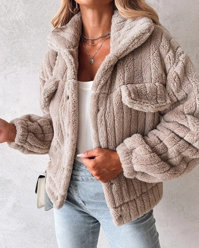 Damens Lång Teddyjacka Chic 4