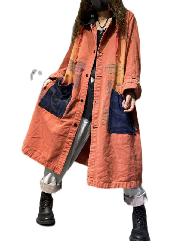Damens Långa Denimjacka med Knapp och Fickor 4