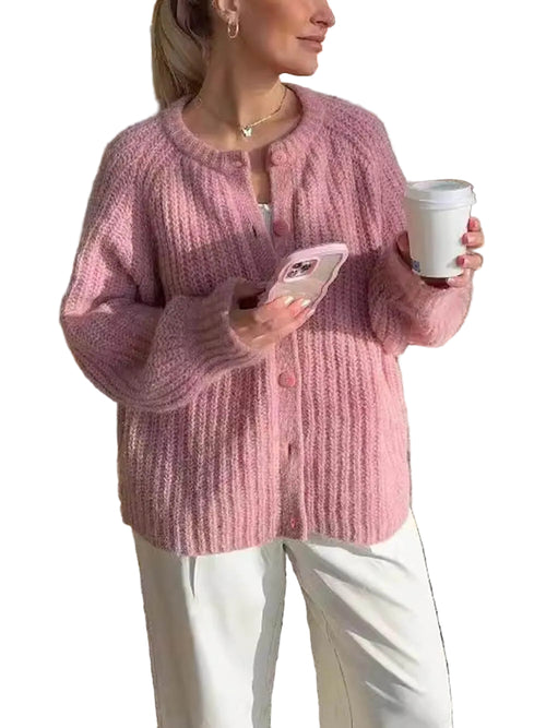 Damens Långärmad Cardigan i Avslappnad Stil 0