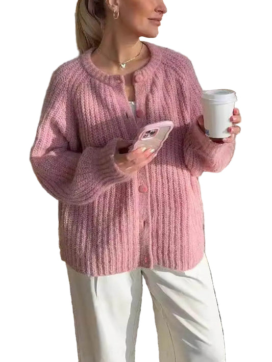 Damens Långärmad Cardigan i Avslappnad Stil 0