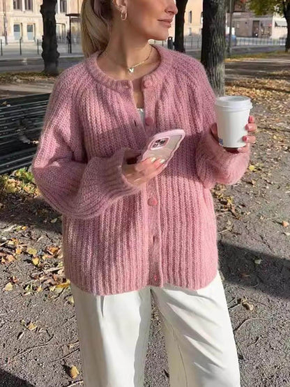 Damens Långärmad Cardigan i Avslappnad Stil 1