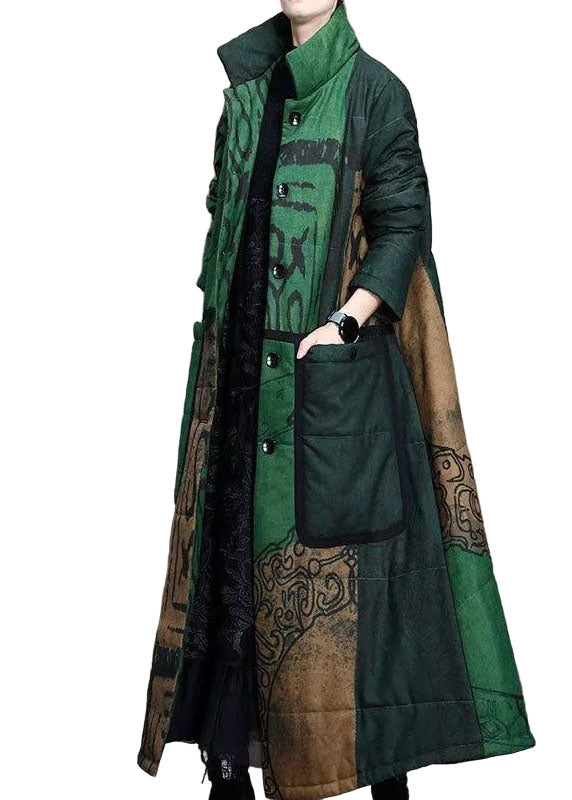 Damens Långärmad Kappa Mönstrad Med Fickor 0