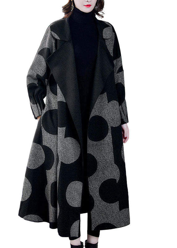 Damens Långärmad Kappa med Prickigt Mönster och Patchwork 0