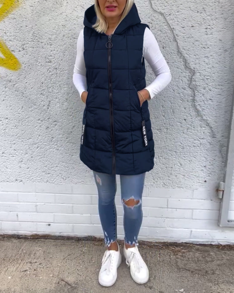 Damens Långärmad Pufferjacka Med Huva 10