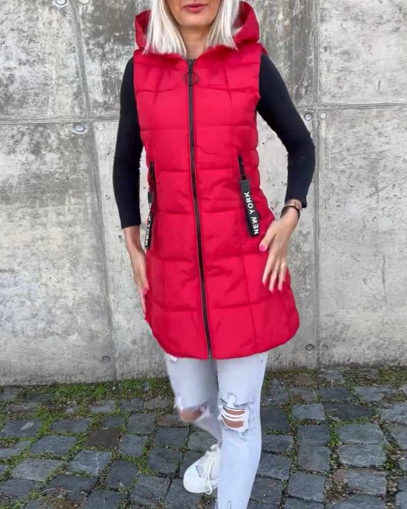 Damens Långärmad Pufferjacka Med Huva 6
