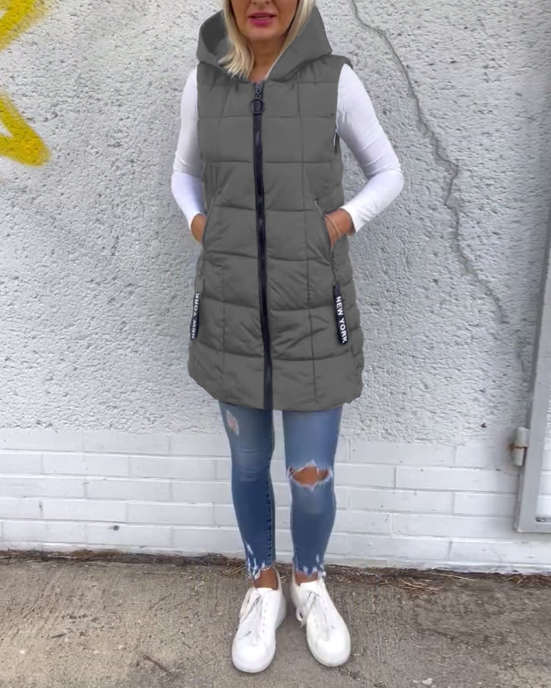 Damens Långärmad Pufferjacka Med Huva 9