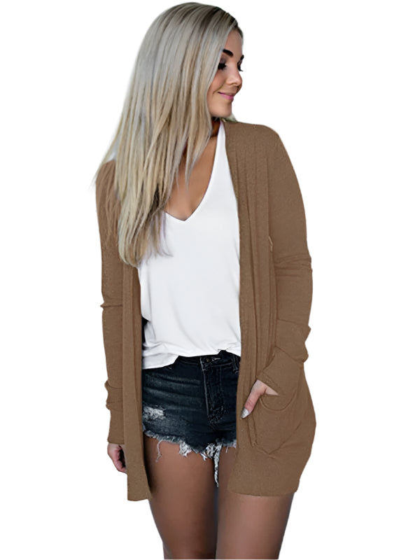 Damens Långärmad Tröja Stickad Cardigan 0
