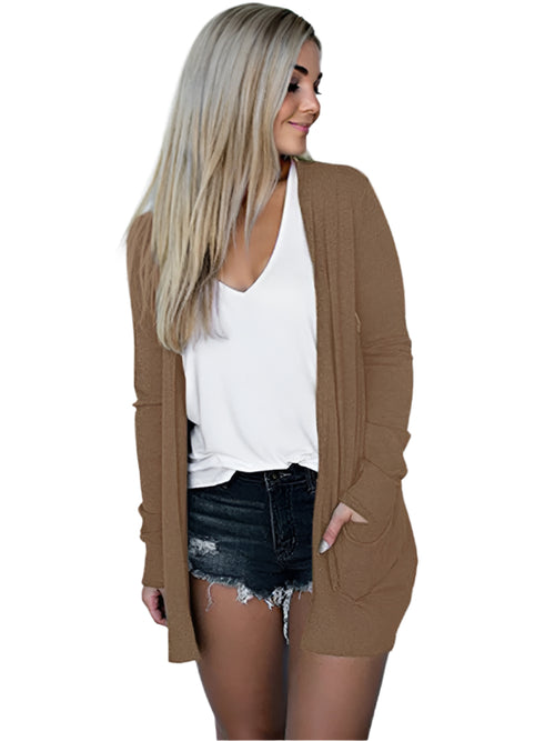 Damens Långärmad Tröja Stickad Cardigan 0