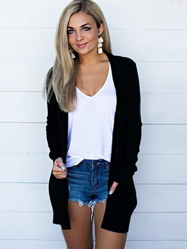 Damens Långärmad Tröja Stickad Cardigan 1