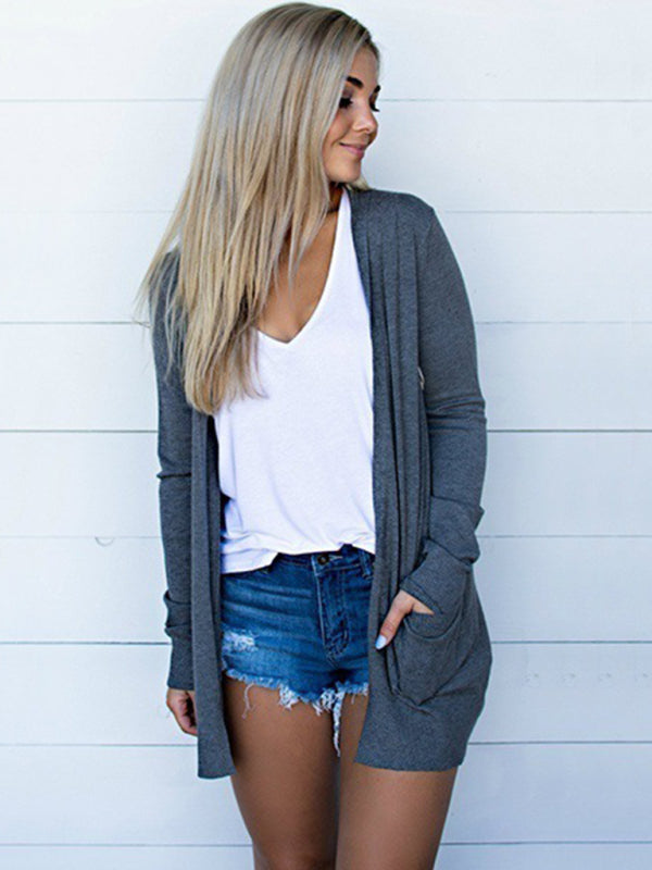 Damens Långärmad Tröja Stickad Cardigan 4