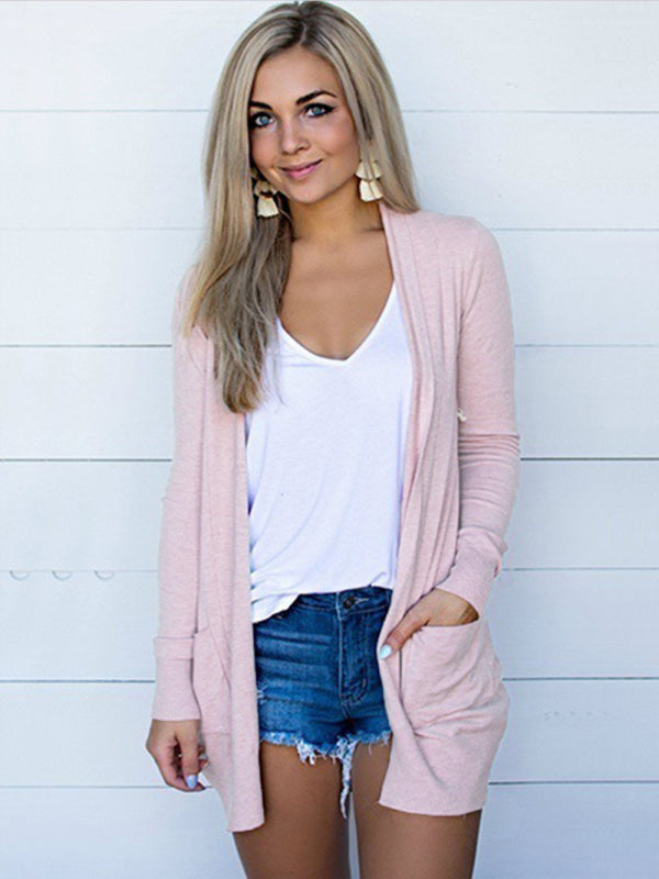 Damens Långärmad Tröja Stickad Cardigan 5