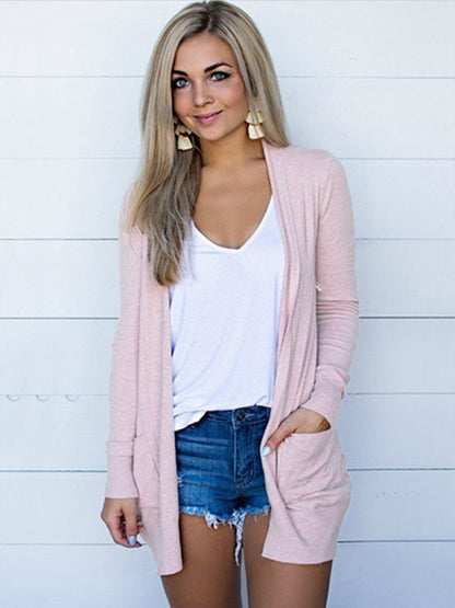 Damens Långärmad Tröja Stickad Cardigan 5