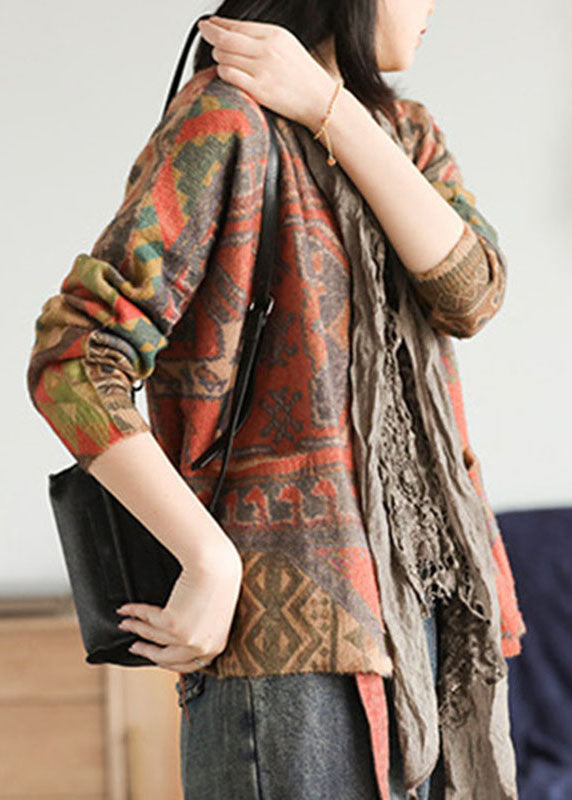 Damens Lösa Stickade Kavaj med Knapp och Fickor 3