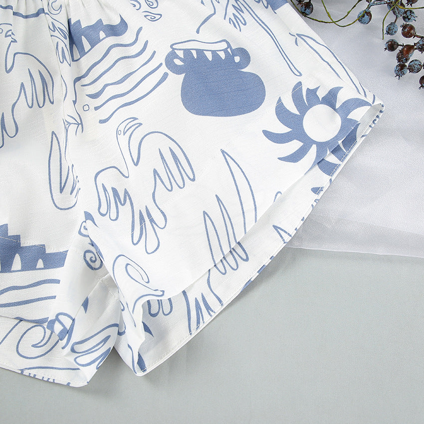 Damens Matching Set Oversized Skjorta och Avslappnade Shorts 6