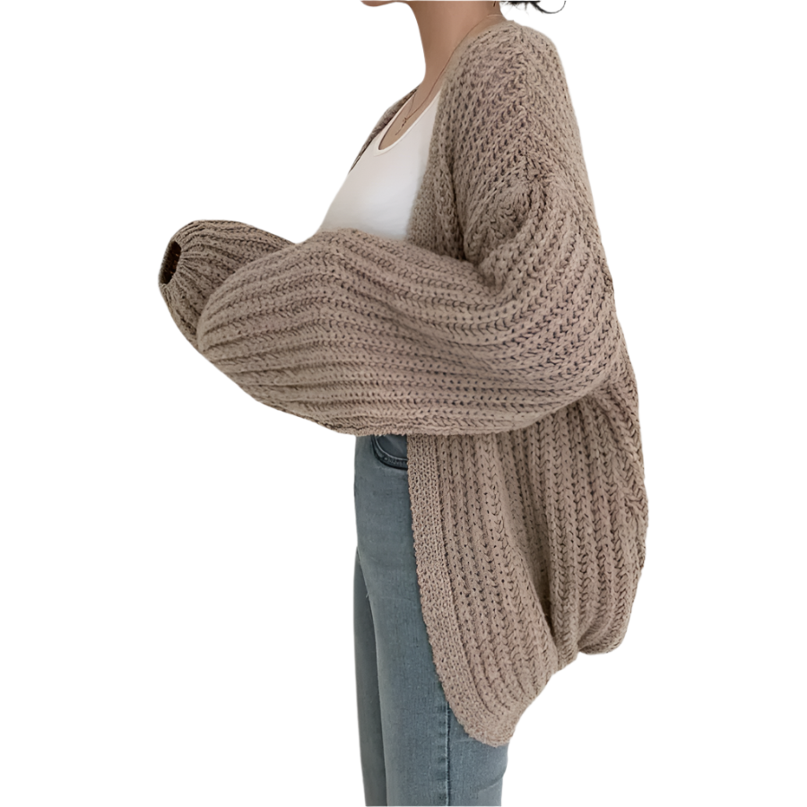 Damens Oversized Cardigan Chunky Stickad 0