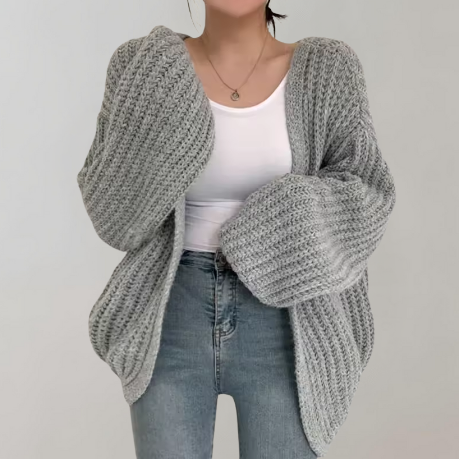 Damens Oversized Cardigan Chunky Stickad 1
