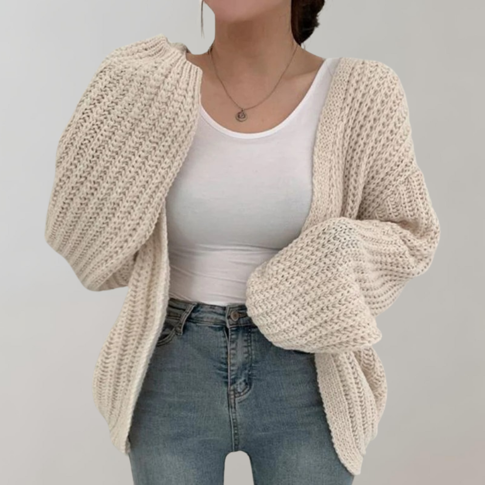 Damens Oversized Cardigan Chunky Stickad 3