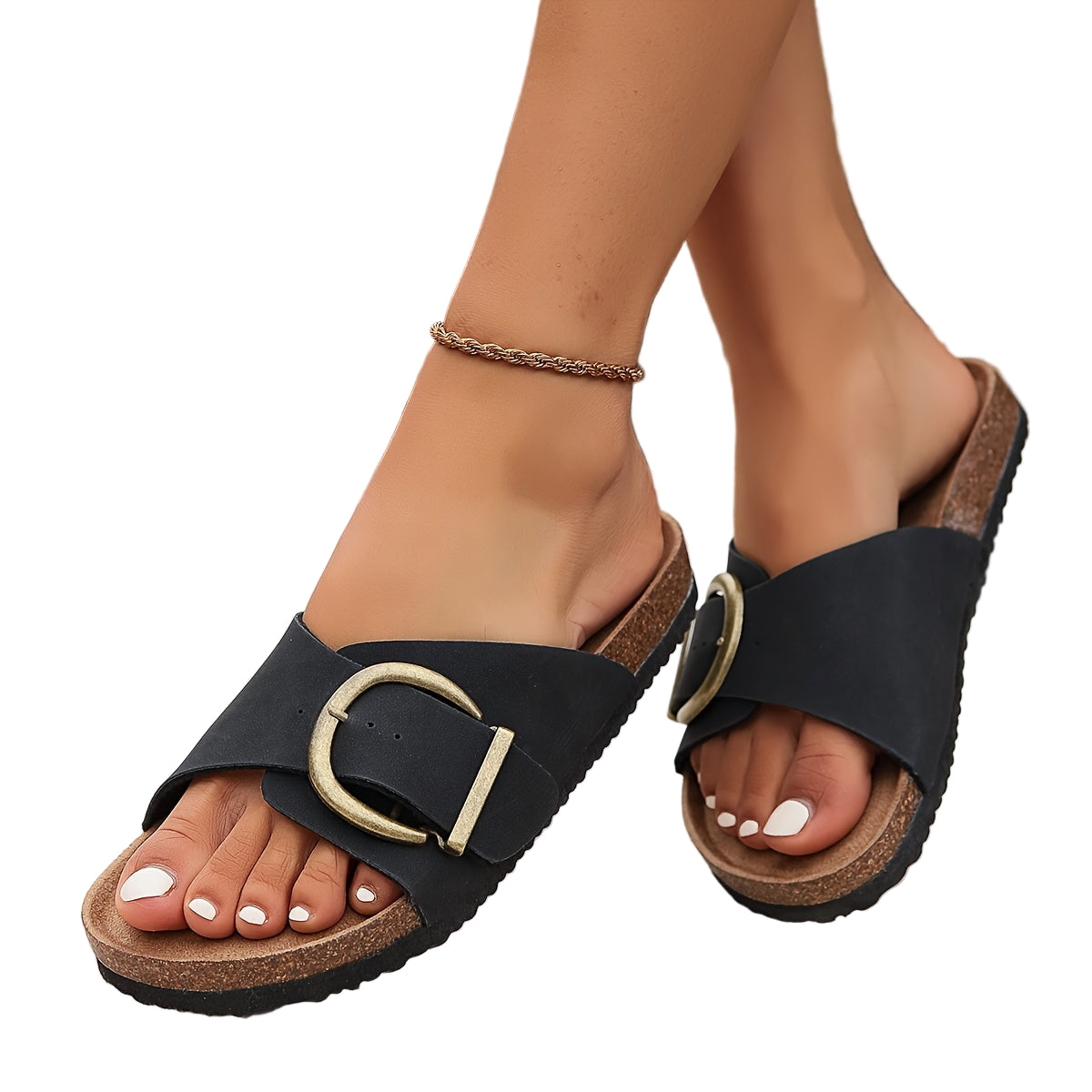 Damens Sandaler Justerbara Remmar Kork Slip-On 0