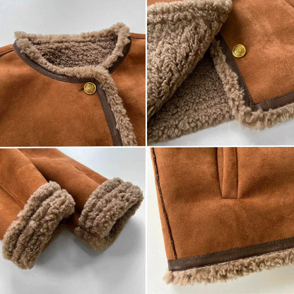 Damens Shearling Jacka med Knäppning 2
