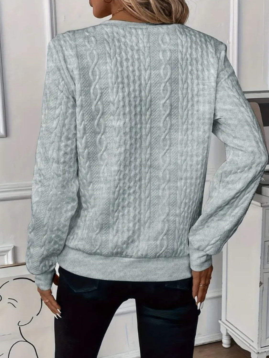 Damens Sweatshirt med Halv Dragkedja och Textur 8