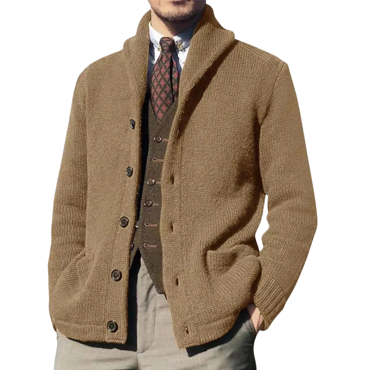 Damens Vintage Cardigan med Lapelkrage 0