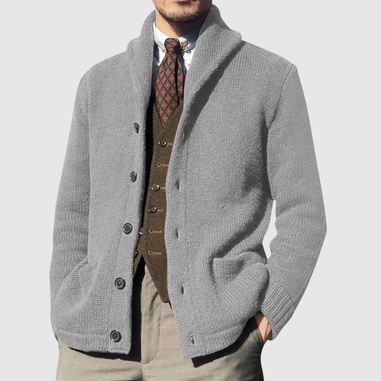 Damens Vintage Cardigan med Lapelkrage 2