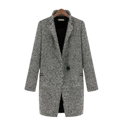 Damens Vinterkappa Houndstooth Ull 0