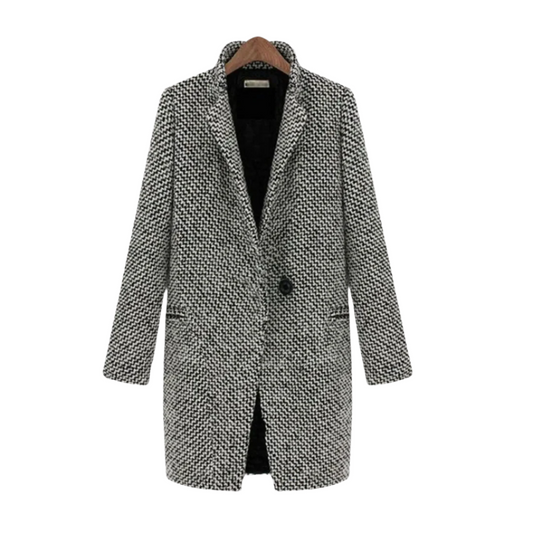 Damens Vinterkappa Houndstooth Ull 0
