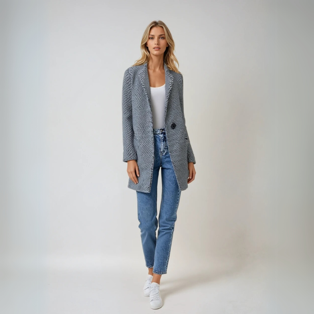 Damens Vinterkappa Houndstooth Ull 2