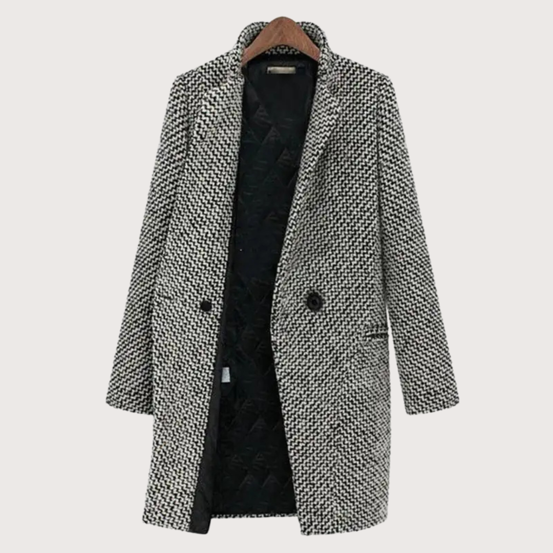 Damens Vinterkappa Houndstooth Ull 3