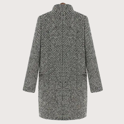 Damens Vinterkappa Houndstooth Ull 4