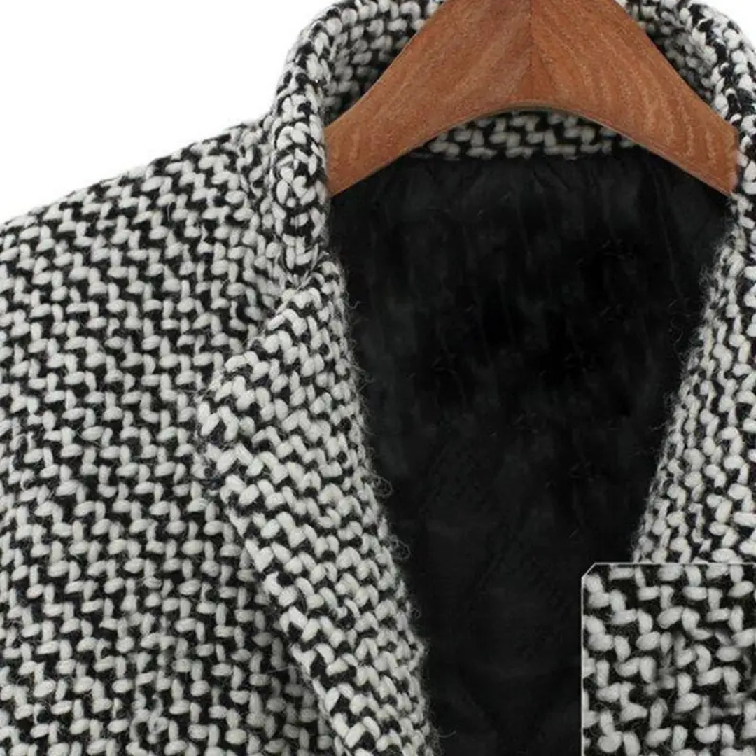 Damens Vinterkappa Houndstooth Ull 5