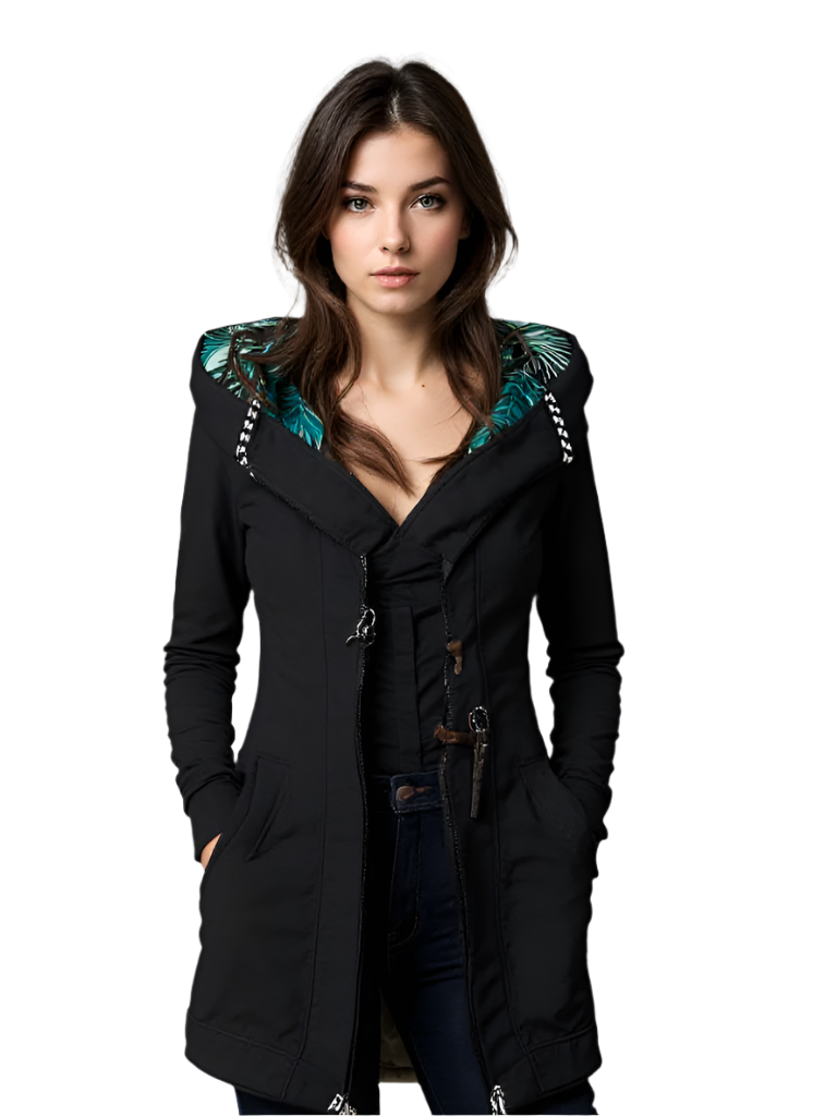 Damer Hoodie Blommönster Vattentålig Tyg 0