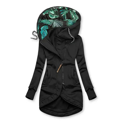 Damer Hoodie Blommönster Vattentålig Tyg 3