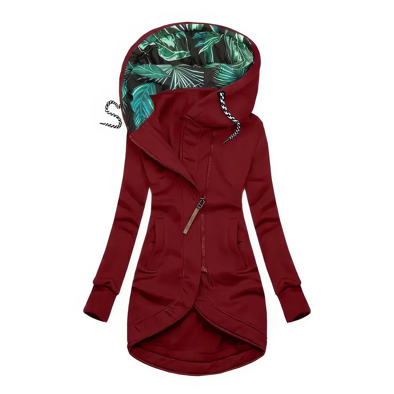 Damer Hoodie Blommönster Vattentålig Tyg 4
