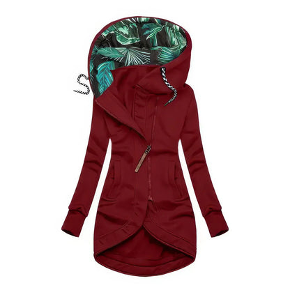 Damer Hoodie Blommönster Vattentålig Tyg 4
