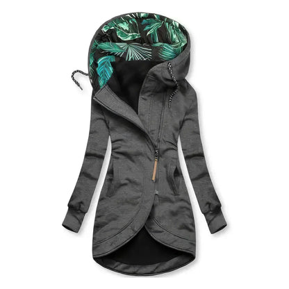 Damer Hoodie Blommönster Vattentålig Tyg 5