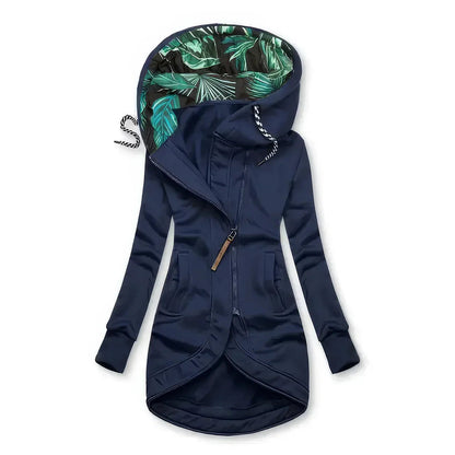 Damer Hoodie Blommönster Vattentålig Tyg 6
