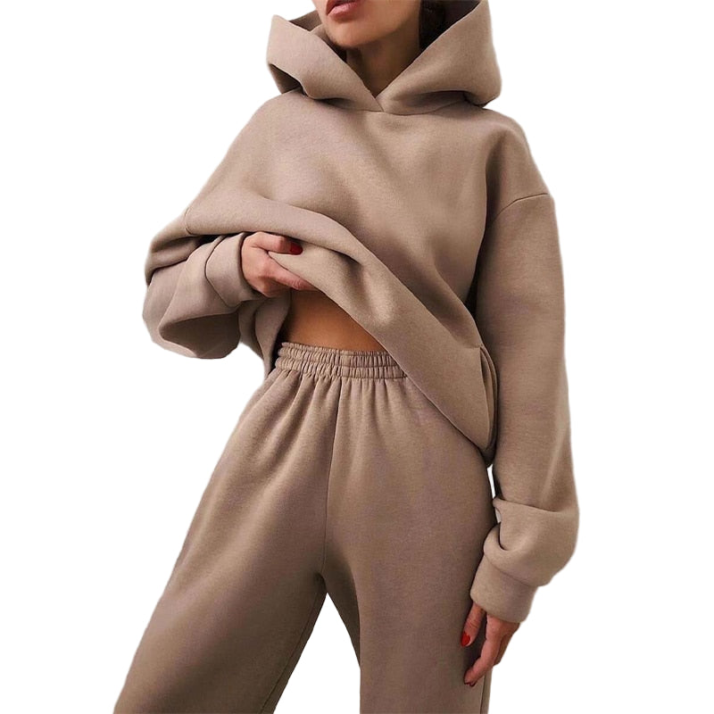 Damer Jogging Set Mjuk Design Hoodie och Byxor 0