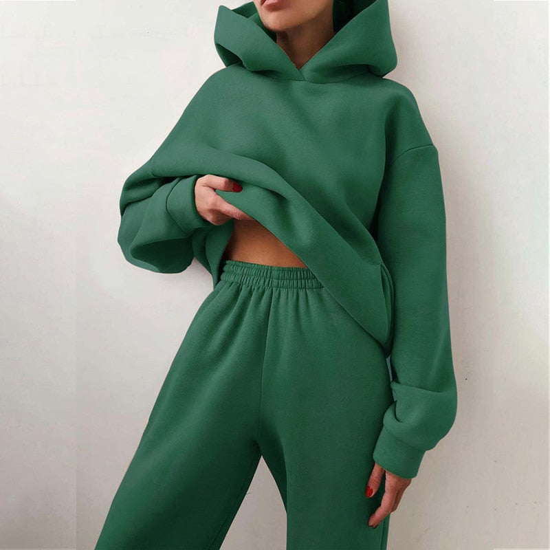 Damer Jogging Set Mjuk Design Hoodie och Byxor 8