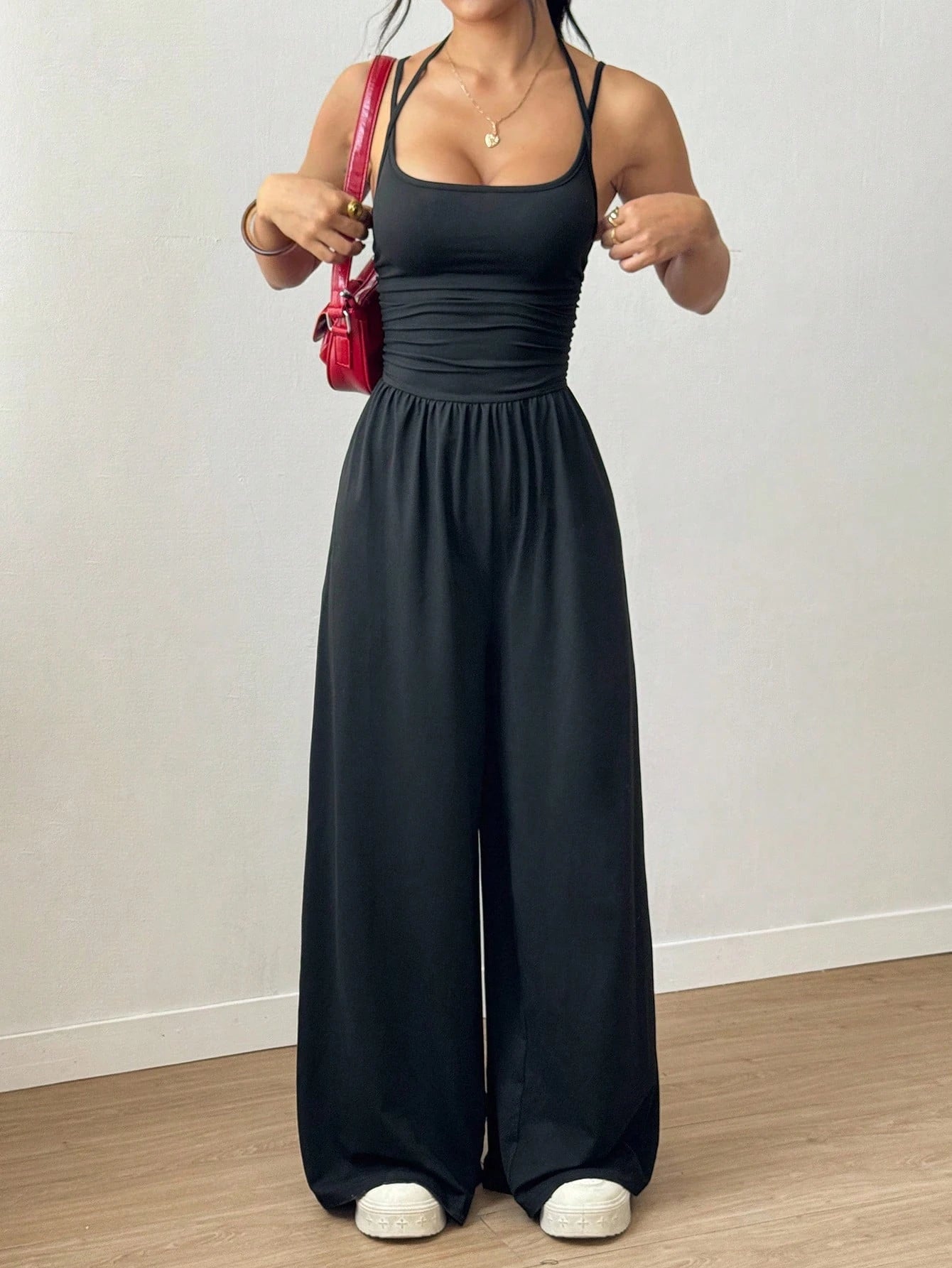 Damer Jumpsuit Plisserad Casual 4