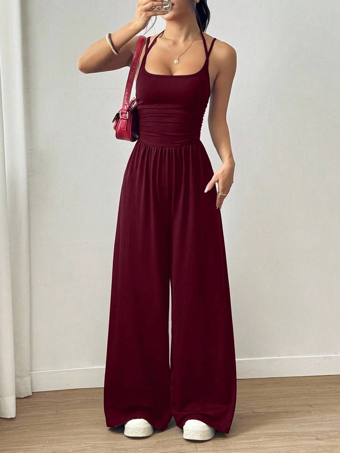 Damer Jumpsuit Plisserad Casual 5