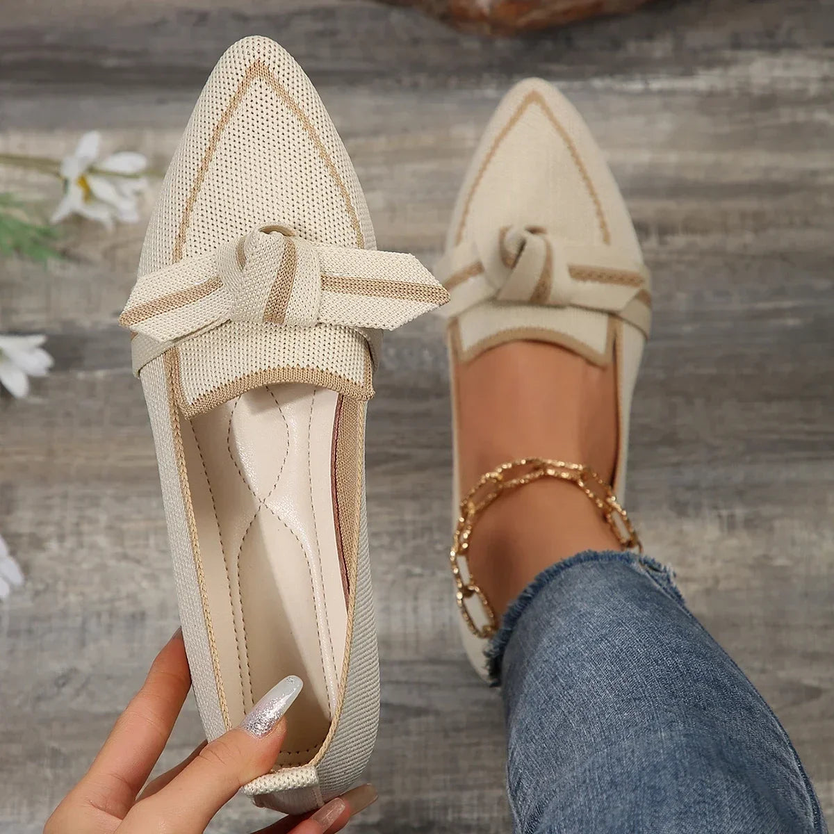 Damer Loafers Spetsad Tå 4