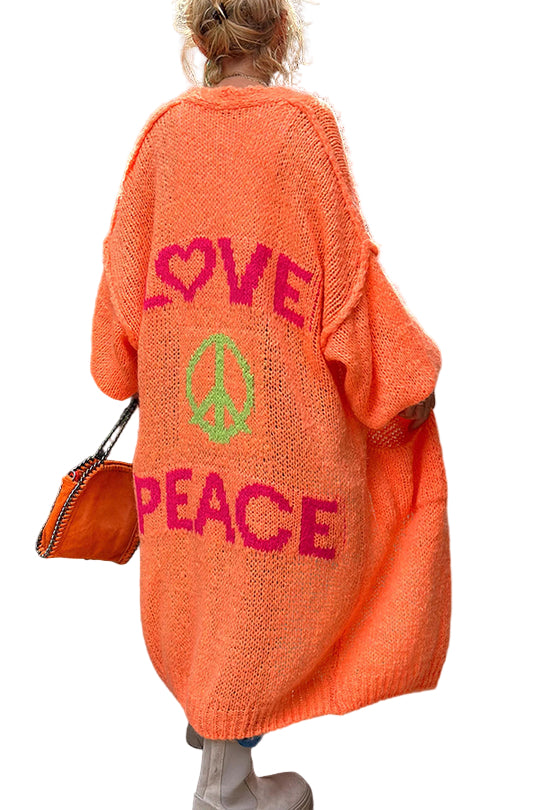 Damer Oversized Midi Cardigan Med Tryck 0